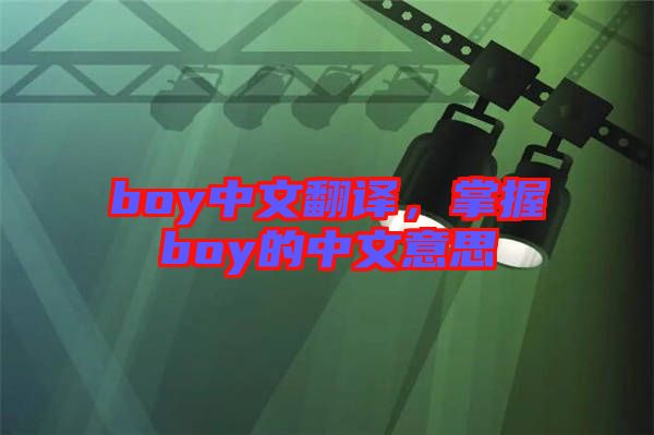 boy中文翻譯，掌握boy的中文意思
