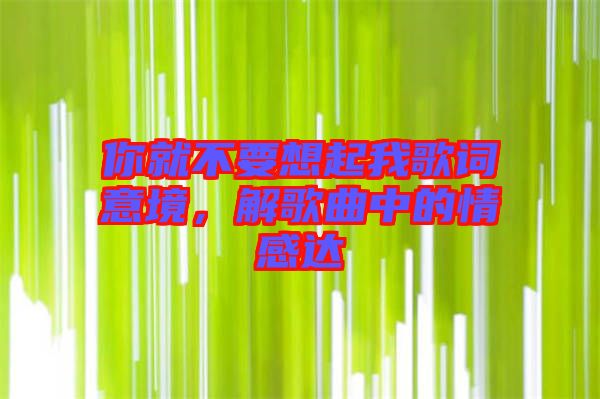 你就不要想起我歌詞意境,解歌曲中的情感達