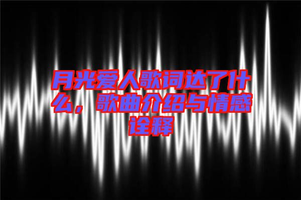 月光愛人歌詞達了什么,歌曲介紹與情感詮釋
