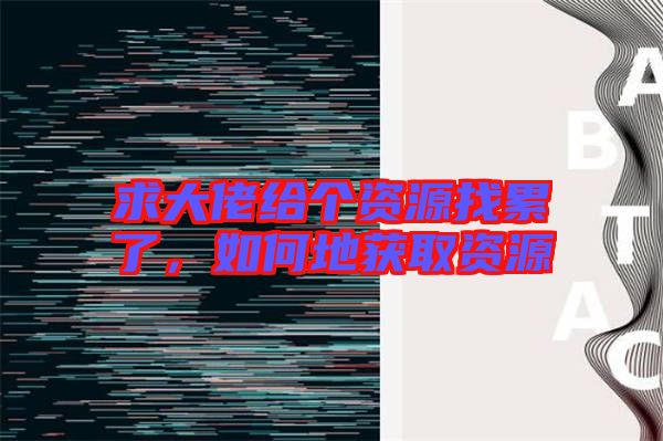 求大佬給個資源找累了,如何地獲取資源