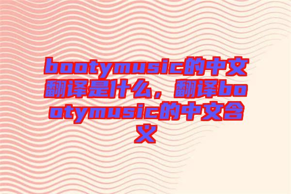 bootymusic的中文翻譯是什么,翻譯bootymusic的中文含義