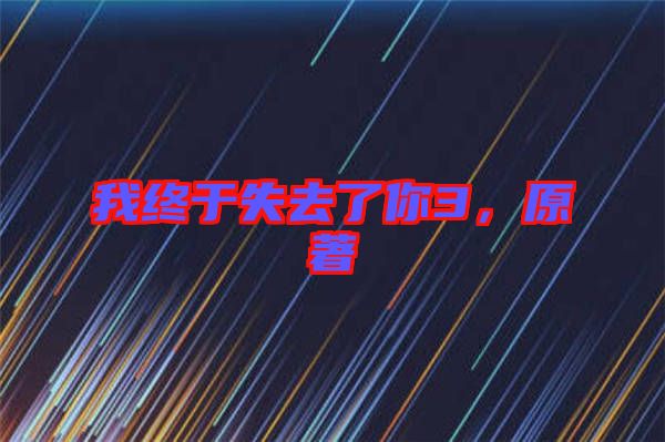 我終于失去了你3，原著