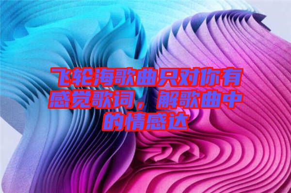 飛輪海歌曲只對你有感覺歌詞,解歌曲中的情感達