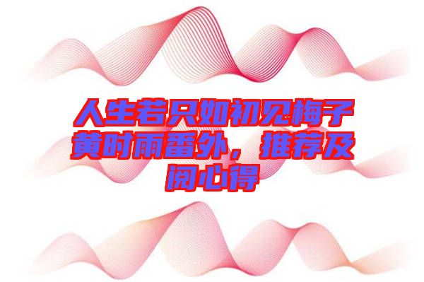 人生若只如初見梅子黃時雨番外,推薦及閱心得