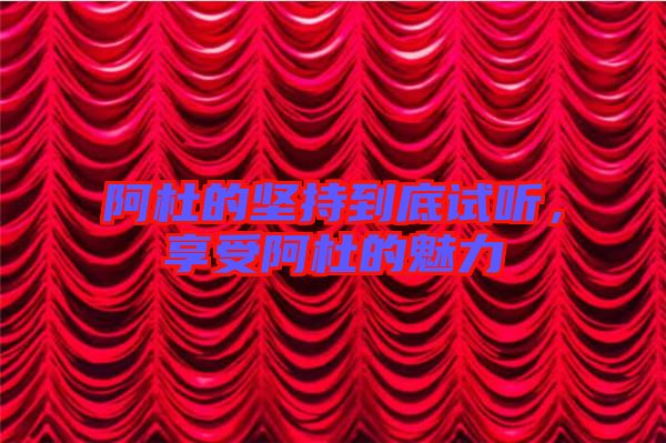 阿杜的堅持到底試聽,享受阿杜的魅力
