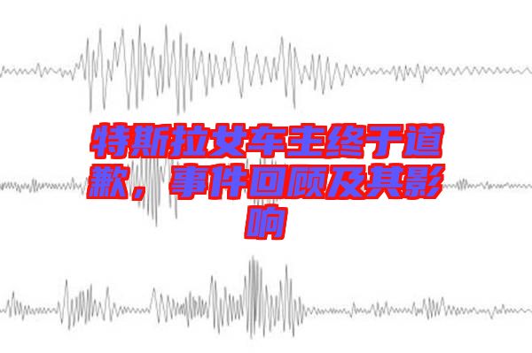 特斯拉女車主終于道歉,事件回顧及其影響