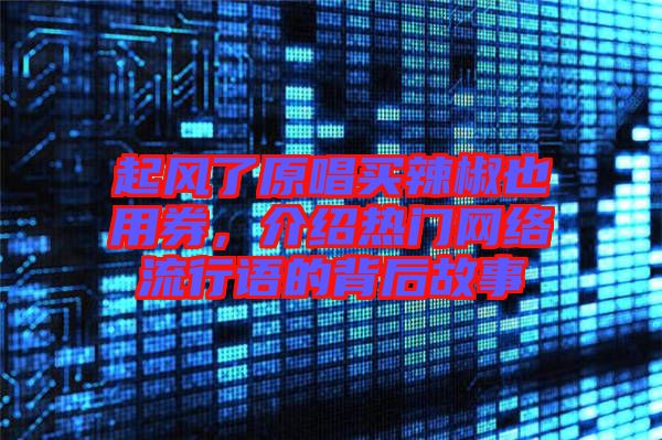 起風了原唱買辣椒也用券，介紹熱門網絡流行語的背后故事