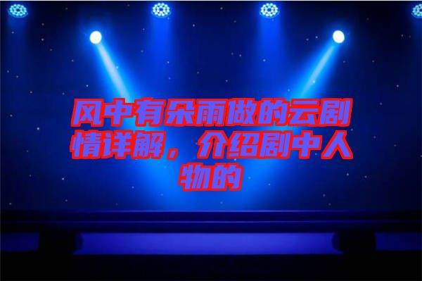風中有朵雨做的云劇情詳解,介紹劇中人物的