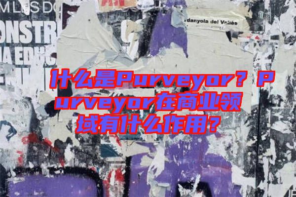什么是Purveyor?Purveyor在商業領域有什么作用?