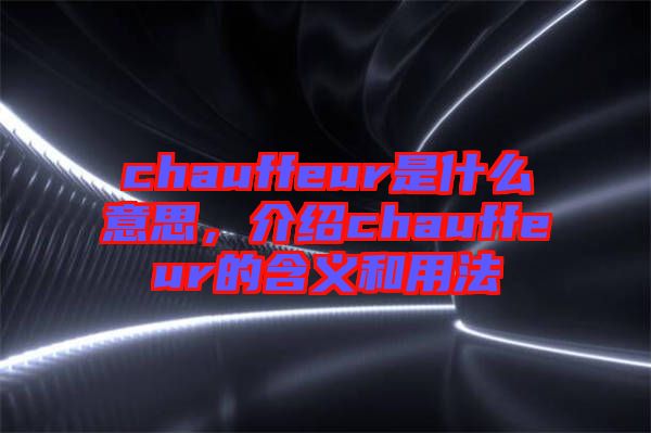 chauffeur是什么意思,介紹chauffeur的含義和用法
