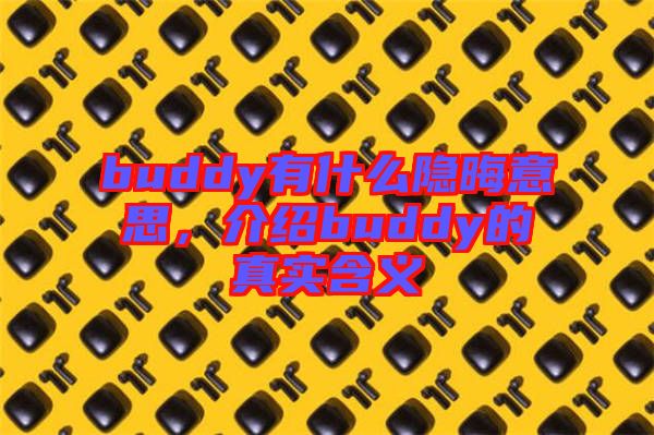 buddy有什么隱晦意思,介紹buddy的真實(shí)含義