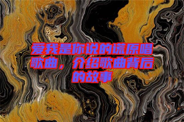 愛我是你說的謊原唱歌曲，介紹歌曲背后的故事