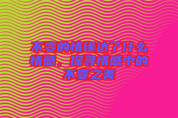 不變的情緣達了什么情感,探尋情感中的不變之美