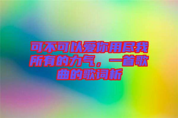 可不可以愛你用盡我所有的力氣,一首歌曲的歌詞析