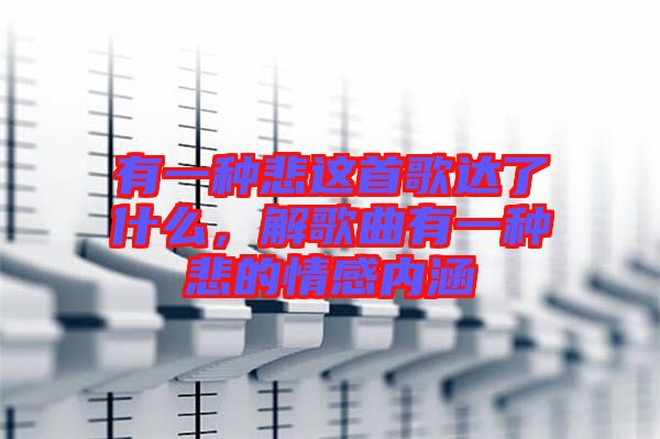 有一種悲這首歌達(dá)了什么,解歌曲有一種悲的情感內(nèi)涵
