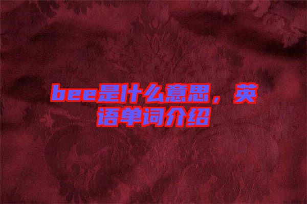 bee是什么意思,英語單詞介紹