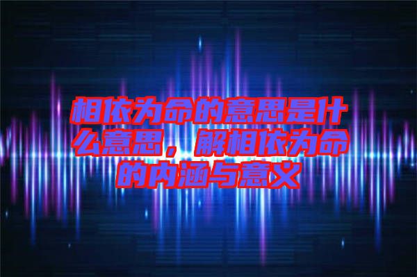 相依為命的意思是什么意思,解相依為命的內涵與意義