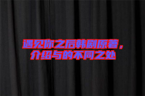 遇見你之后韓劇原著,介紹與的不同之處