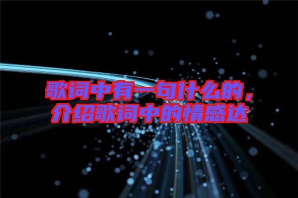 歌詞中有一句什么的,介紹歌詞中的情感達(dá)