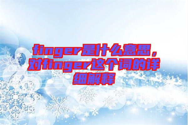 finger是什么意思，對finger這個詞的詳細解釋