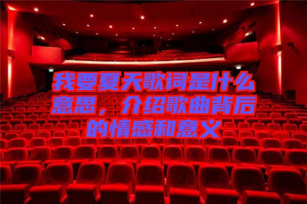 我要夏天歌詞是什么意思,介紹歌曲背后的情感和意義