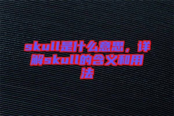 skull是什么意思，詳解skull的含義和用法