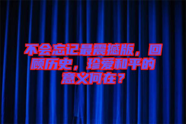 不會忘記最震撼版，回顧歷史，珍愛和平的意義何在？