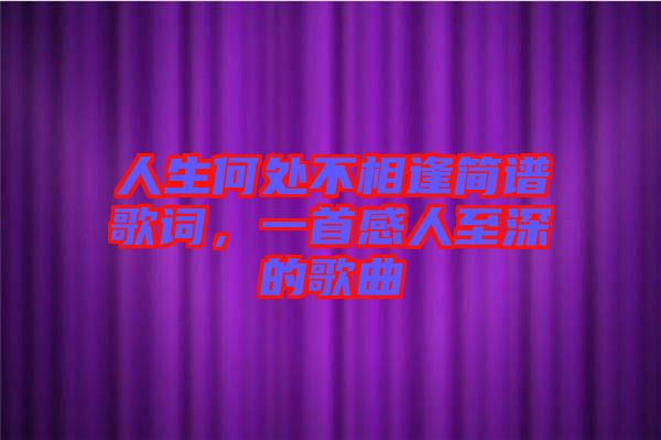人生何處不相逢簡譜歌詞，一首感人至深的歌曲