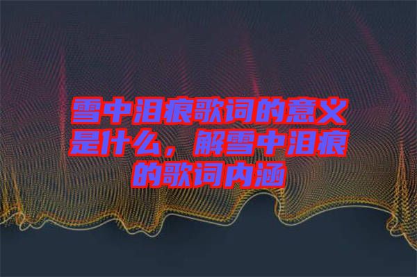 雪中淚痕歌詞的意義是什么,解雪中淚痕的歌詞內(nèi)涵
