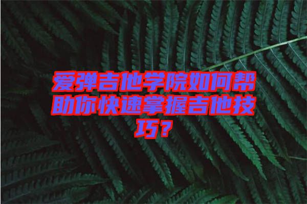 愛(ài)彈吉他學(xué)院如何幫助你快速掌握吉他技巧?