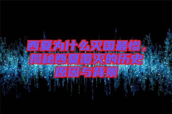 西夏為什么滅國最慘,揭秘西夏覆滅的歷史原因與背景