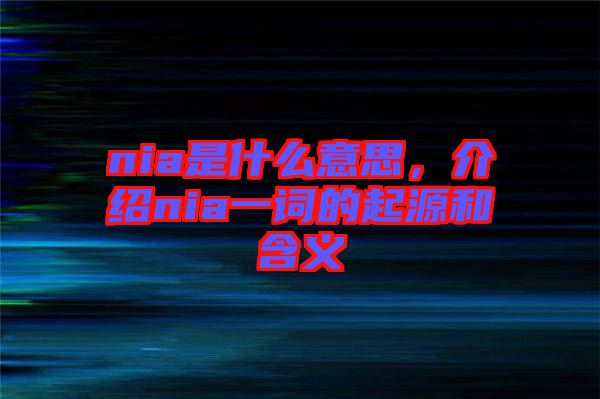 nia是什么意思，介紹nia一詞的起源和含義