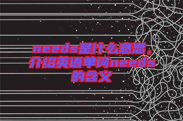 needs是什么意思，介紹英語單詞needs的含義