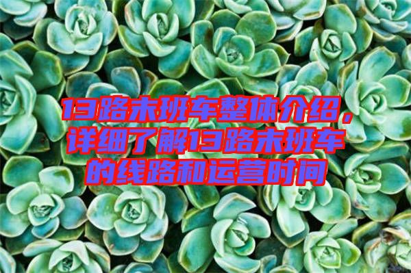 13路末班車整體介紹，詳細了解13路末班車的線路和運營時間
