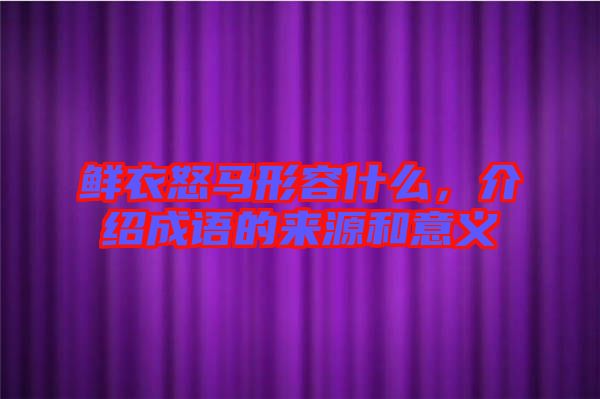 鮮衣怒馬形容什么，介紹成語的來源和意義