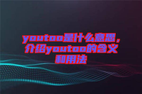 youtoo是什么意思，介紹youtoo的含義和用法