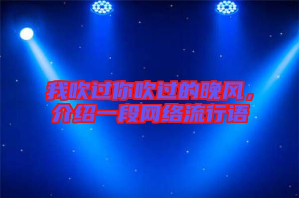 我吹過你吹過的晚風,介紹一段網(wǎng)絡(luò)流行語