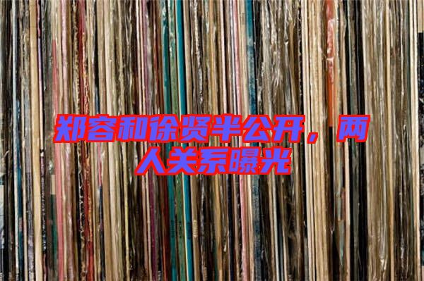 鄭容和徐賢半公開,兩人關系曝光