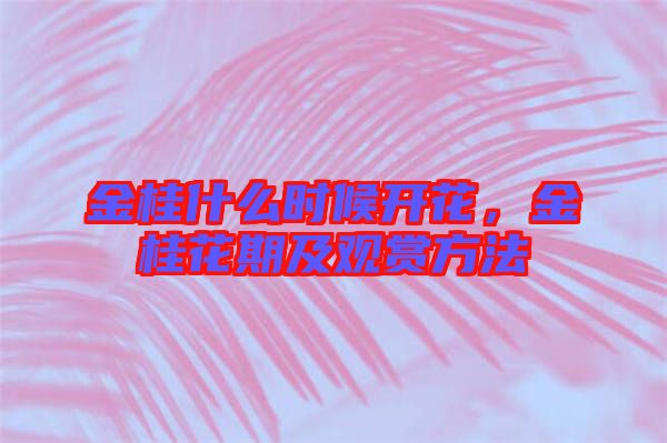 金桂什么時候開花,金桂花期及觀賞方法