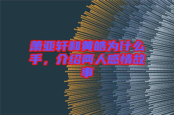 蕭亞軒和黃皓為什么手,介紹兩人感情故事