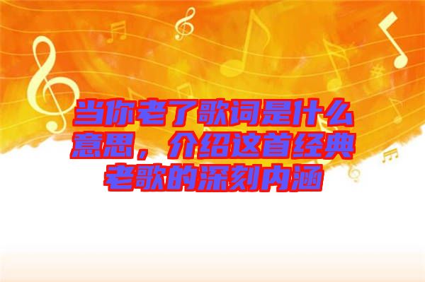 當你老了歌詞是什么意思，介紹這首經典老歌的深刻內涵