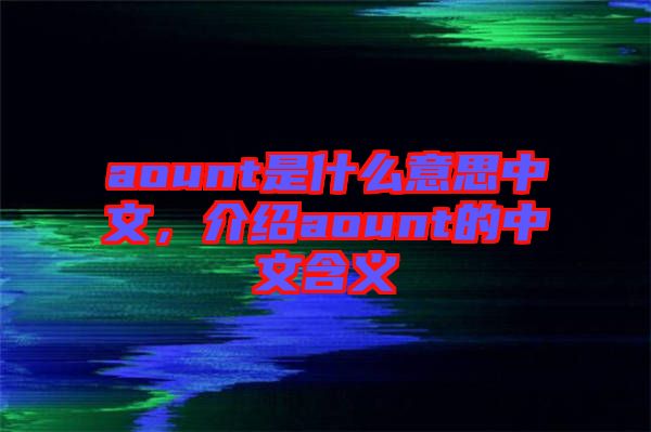 aount是什么意思中文，介紹aount的中文含義