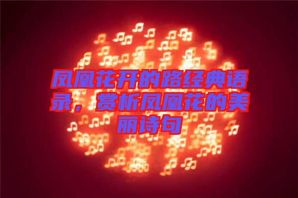 鳳凰花開的路經典語錄,賞析鳳凰花的美麗詩句