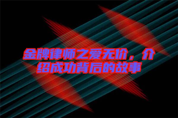 金牌律師之愛無價,介紹成功背后的故事