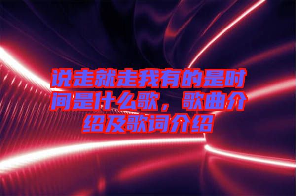 說走就走我有的是時間是什么歌,歌曲介紹及歌詞介紹