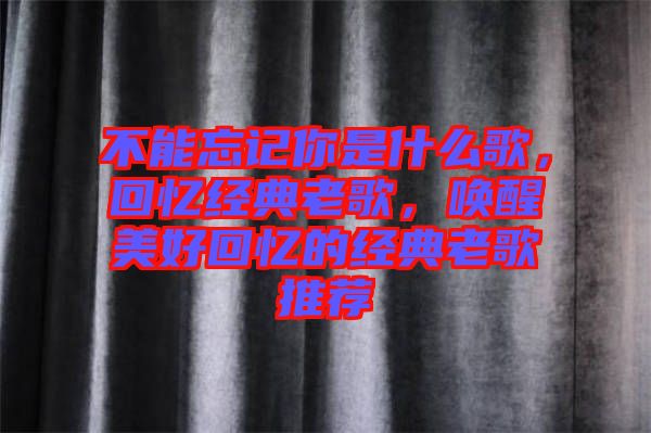 不能忘記你是什么歌,回憶經典老歌,喚醒美好回憶的經典老歌推薦