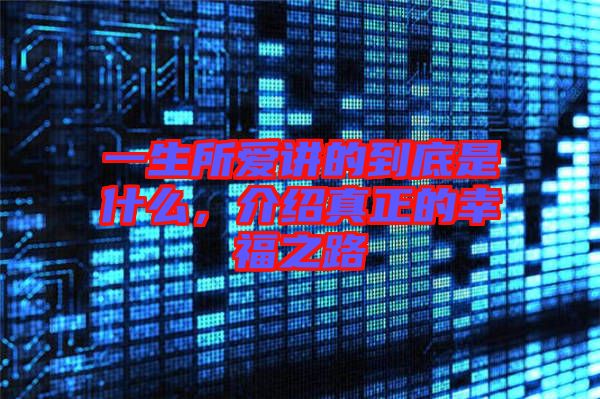 一生所愛講的到底是什么，介紹真正的幸福之路