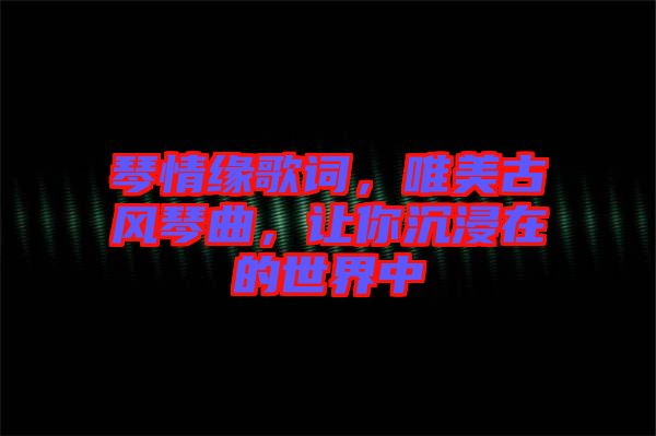 琴情緣歌詞，唯美古風琴曲，讓你沉浸在的世界中