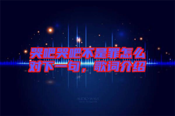 哭吧哭吧不是罪怎么對下一句，歌詞介紹