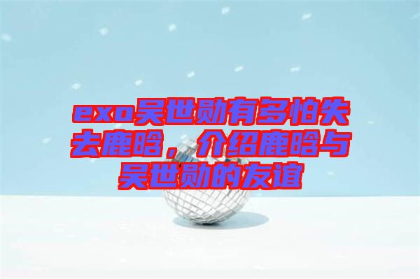 exo吳世勛有多怕失去鹿晗，介紹鹿晗與吳世勛的友誼